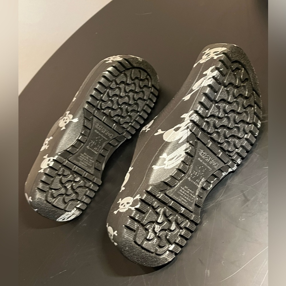 Birkenstock black skull non-slips. NEVER WORN.